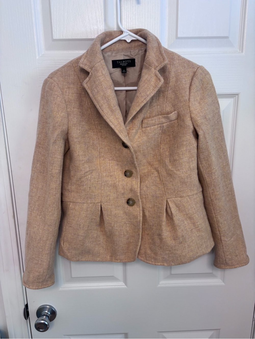 Talbots Beige Tan Wool-Blend Tailored Blazer